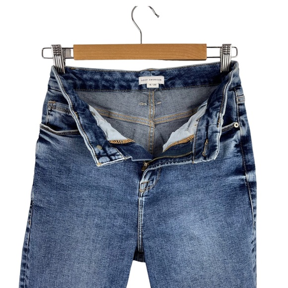 Good American Good Waist Cropped Skinny Leg High Waist Raw Hem Stretch Jeans 8 - Picture 14 of 16